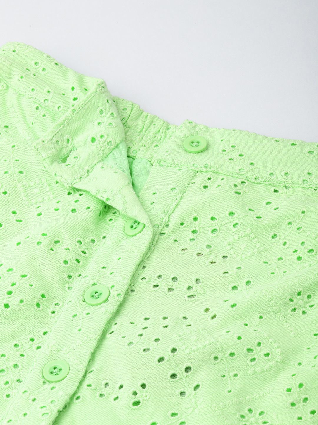 DressBerry Cool Matcha Breezy Bloom Schiffli Mini Skirt