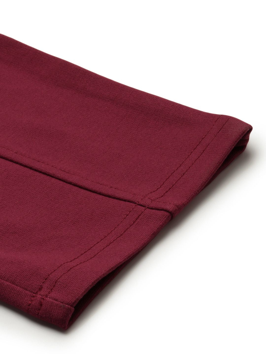 Global Desi Women Maroon Solid Tapered Fit Cigarette Trousers