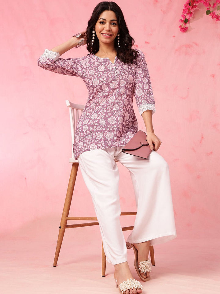 Anouk Ethnic Motifs Printed Pure Cotton Straight Short Kurti