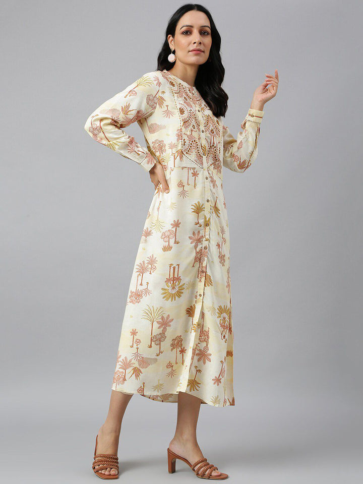 W Floral A-Line Midi Dress