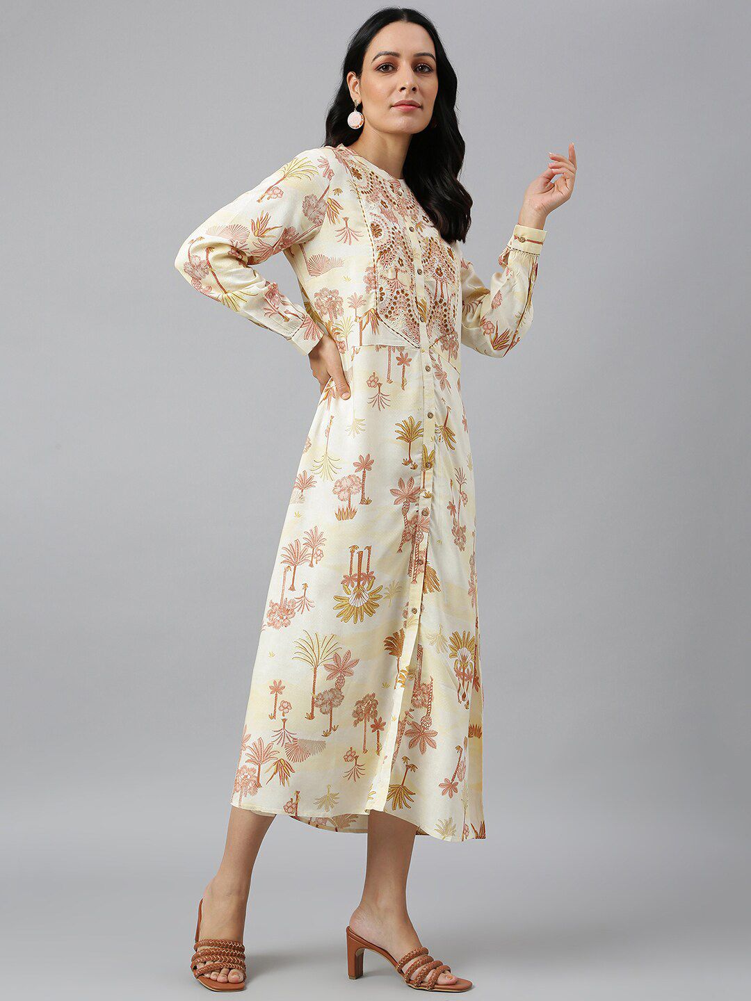 W Floral A-Line Midi Dress