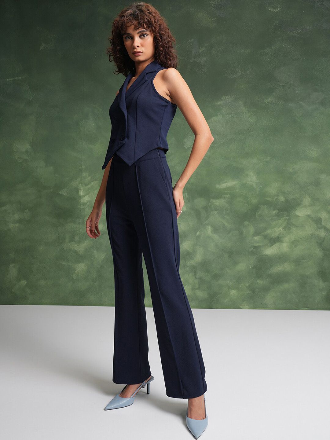 Tokyo Talkies Notched Lapel-Collar Waistcoat With Trousers