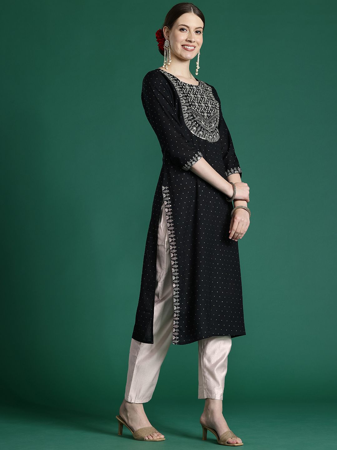 Indo Era Embroidered Sequinned Kurta