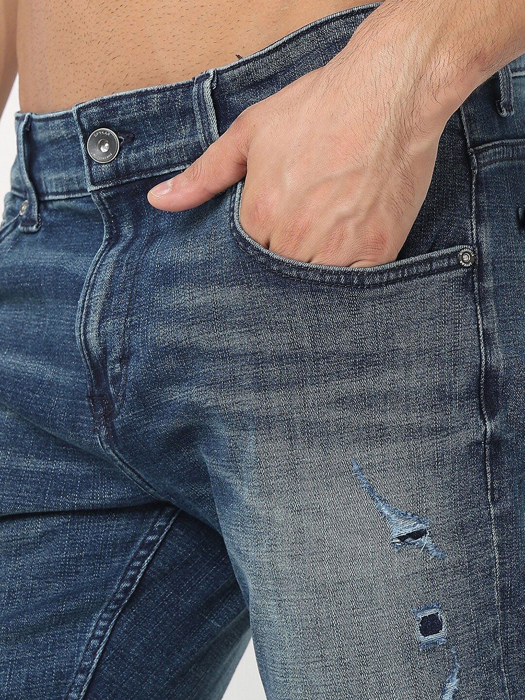 SPYKAR Men Slim Fit Low-Rise Heavy Fade Jeans