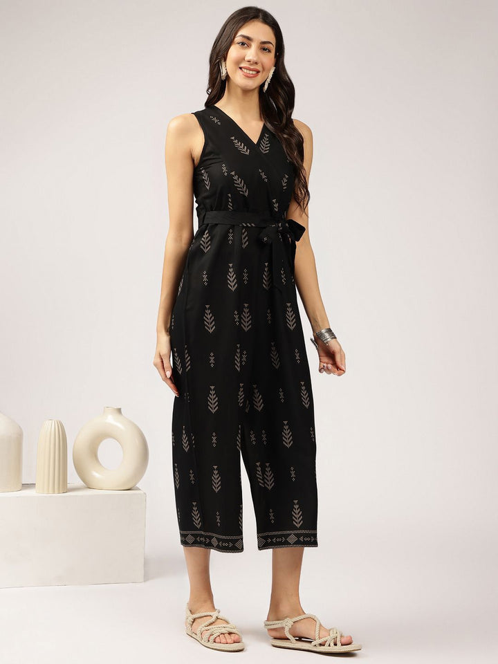 Anouk Ethnic Motifs Printed Sleeveless Waist Tie-Ups Culotte Jumpsuit