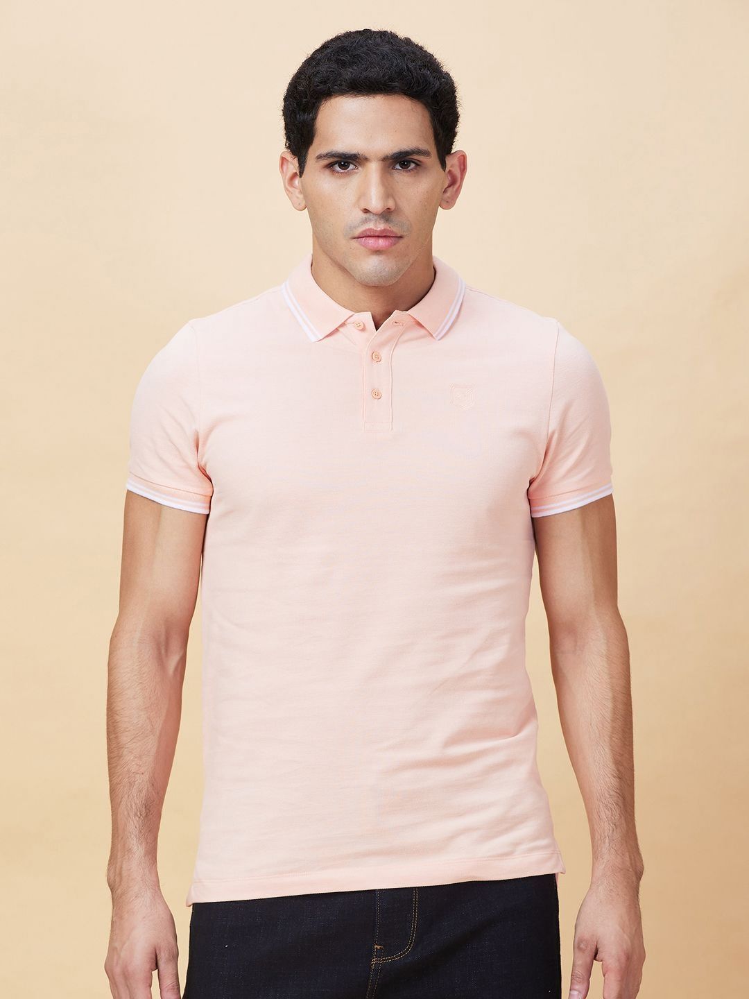 Being Human Men Solid Polo Collar Cotton T-shirt