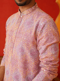 Jompers Men Geometric Embroidered Sequinned Kurta