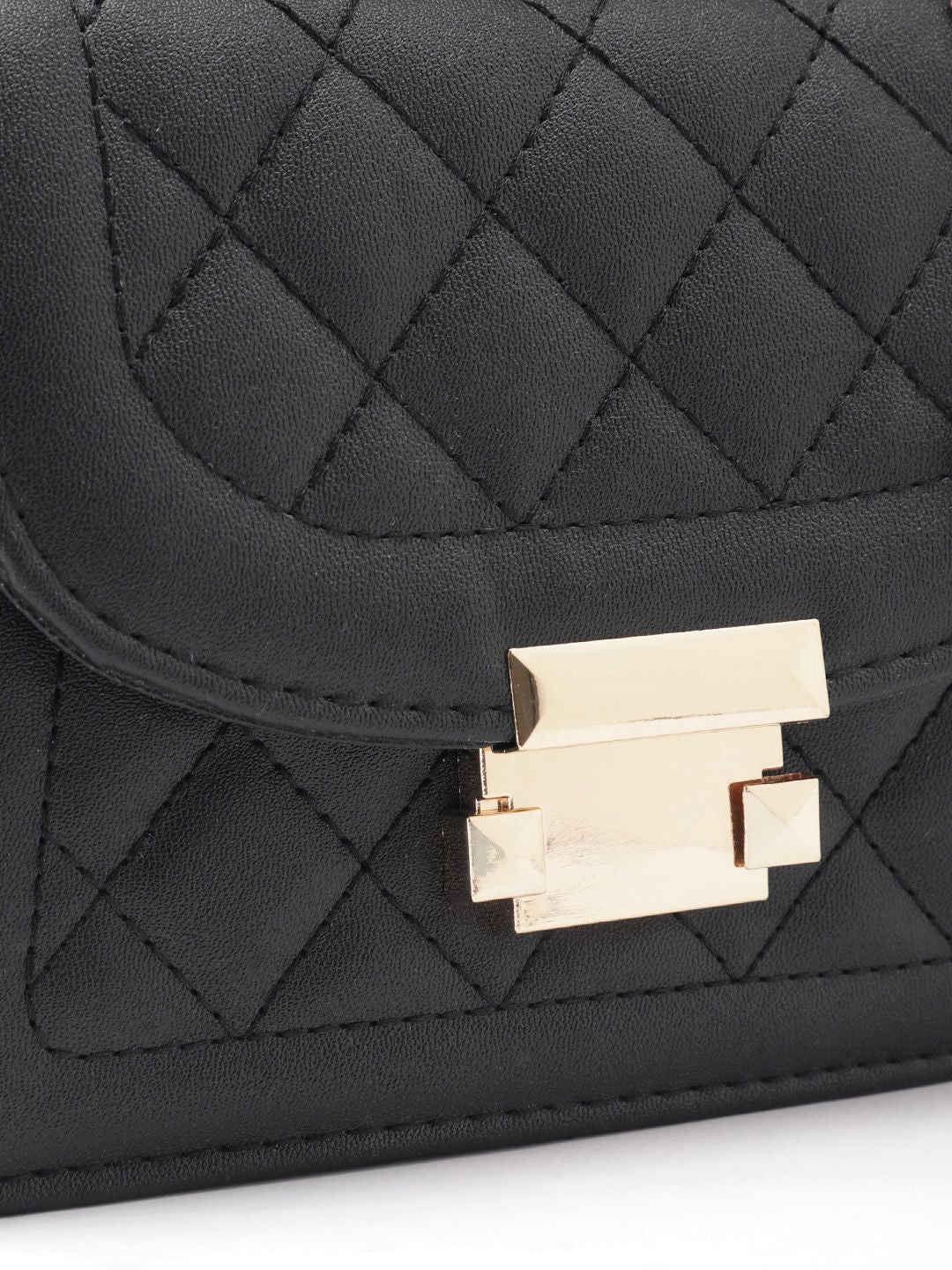 DressBerry Quilted Structured Satchel Bag