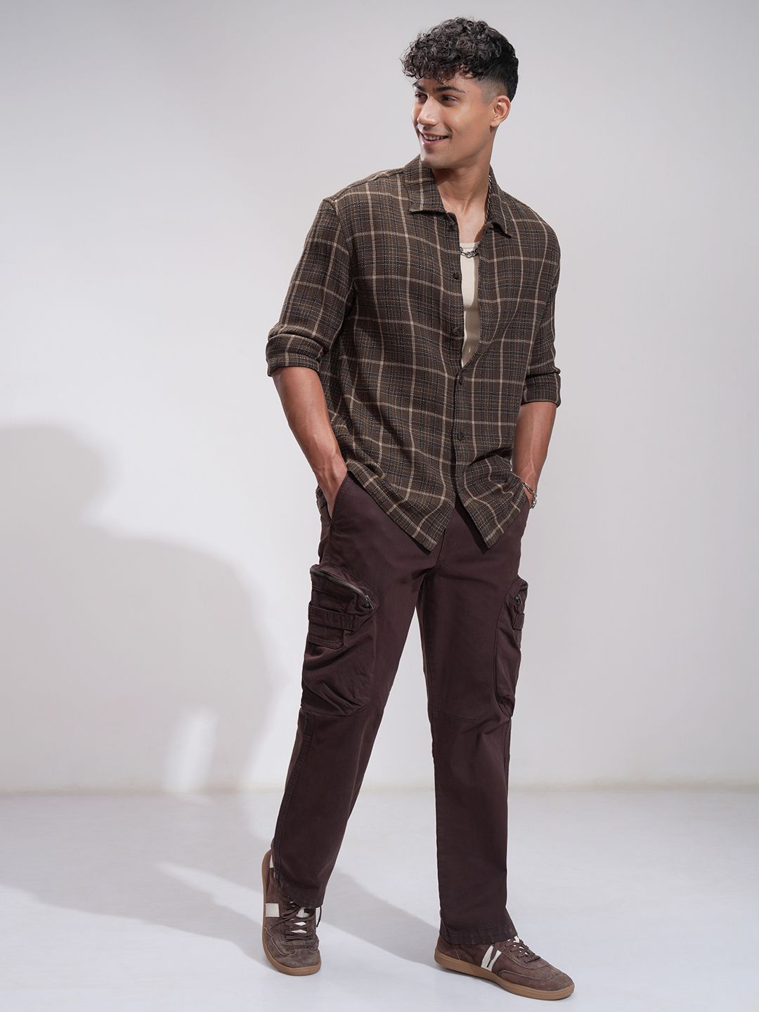 HIGHLANDER Men Comfort Opaque Checked Casual Shirt