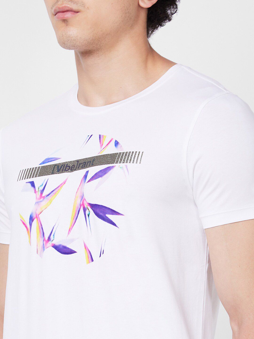 SPYKAR Round Neck Short Sleeves Printed Slim Fit Cotton T-shirt