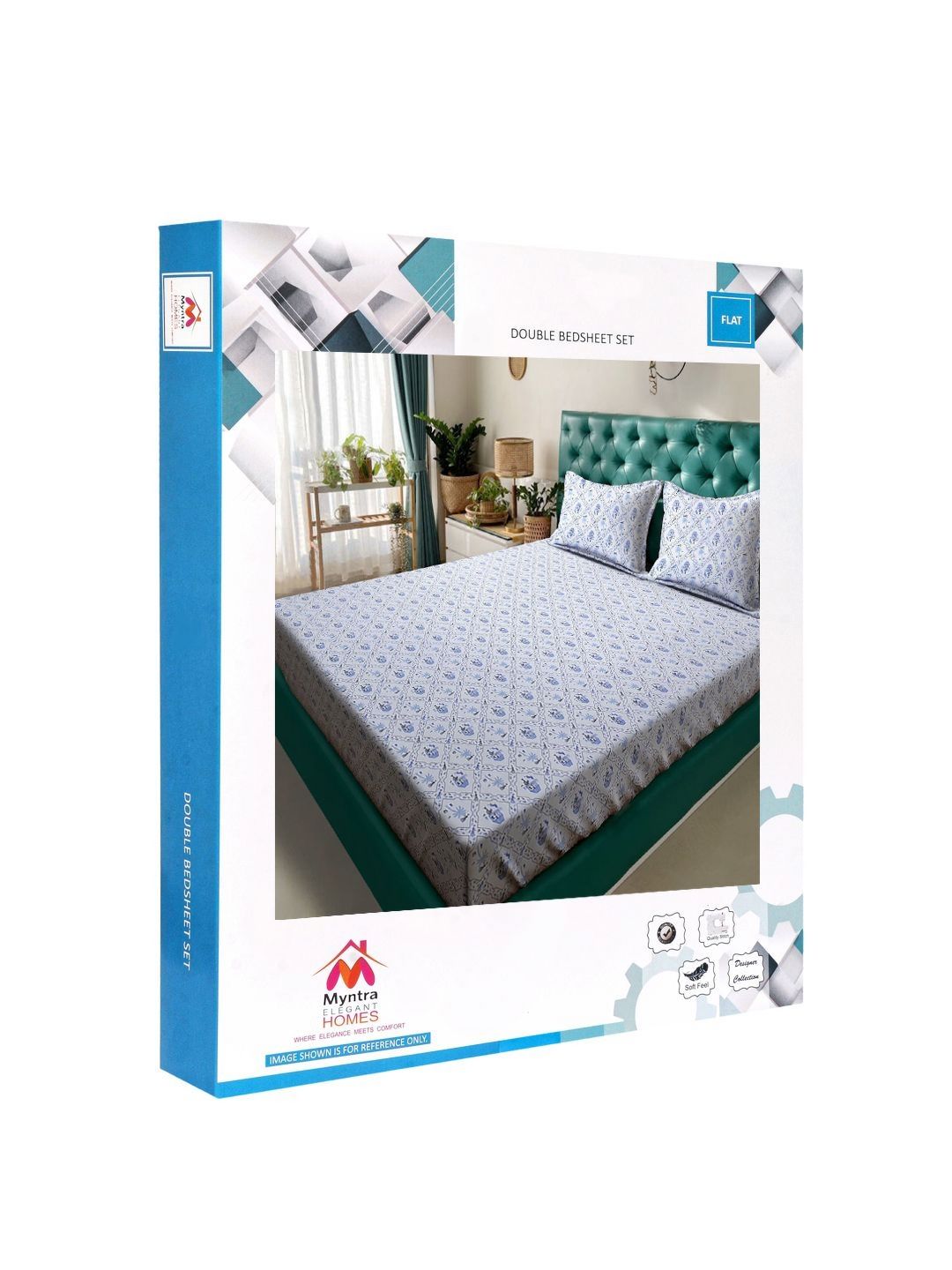 Buku Myntra Elegant Homes Lipat Bunga Ungu Bercetak 300 TC Set Cadar King 2.5 x 2.25 m