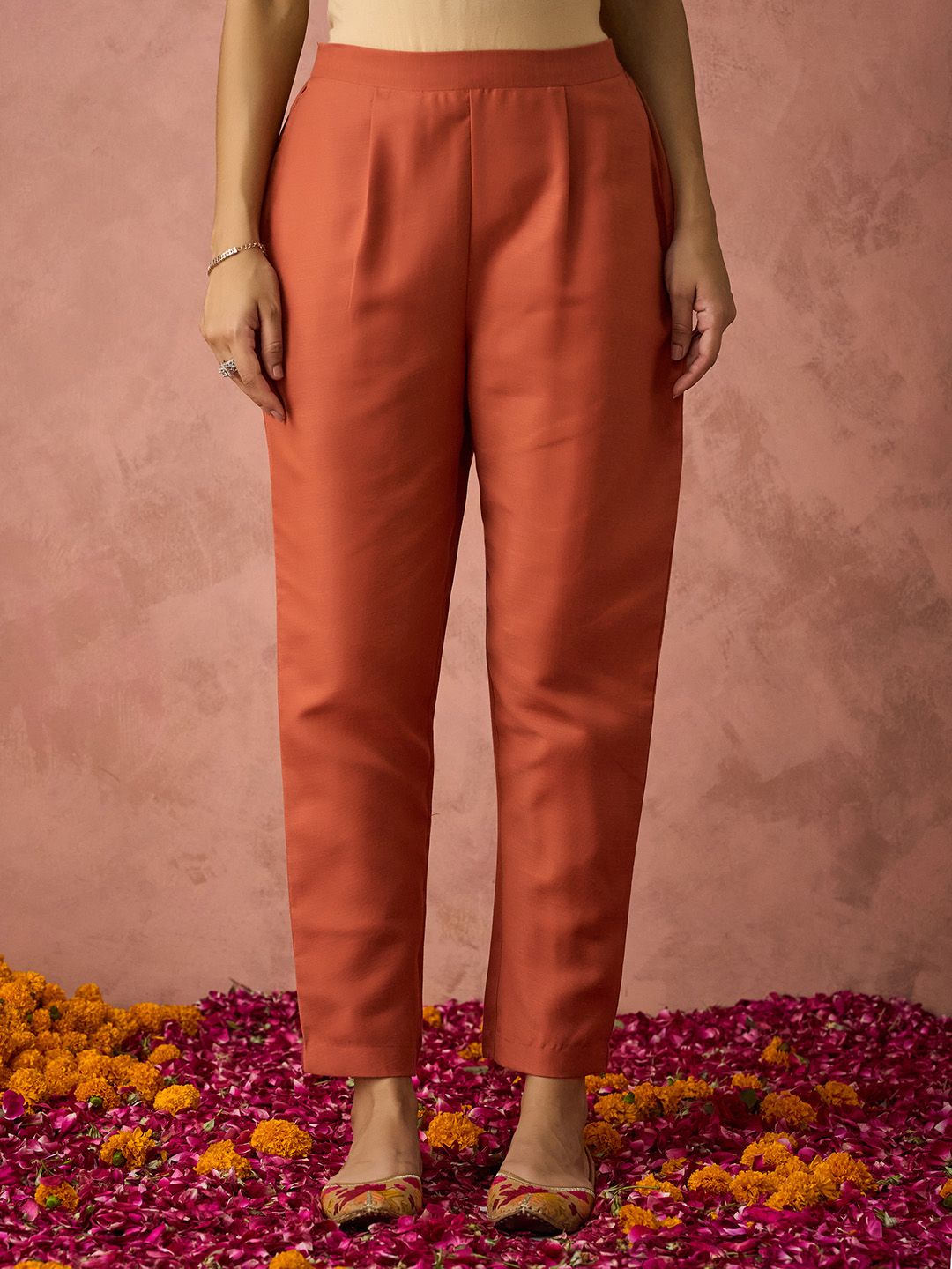 KALINI Ethnic Motifs Yoke Design Sequinned Kurta with Trousers & Dupatta