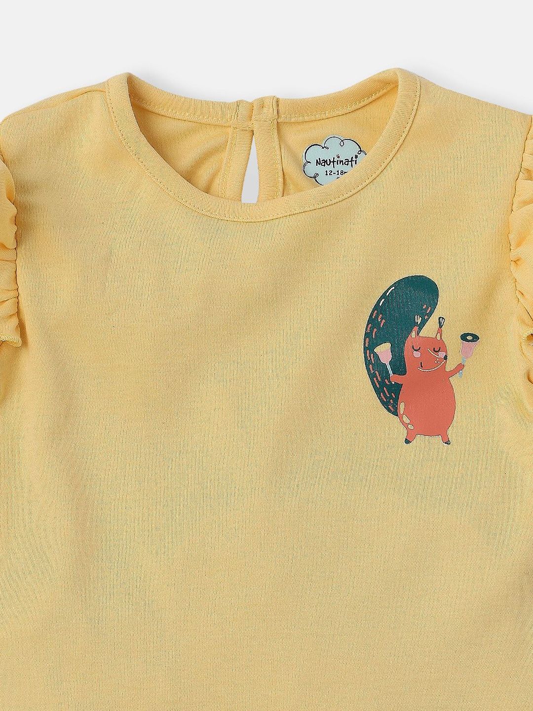 Nauti Nati Girls Pack Of 2 Graphic Printed Pure Cotton T-shirt