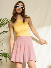 Berrylush Women Pleated Mini Flared Skirt