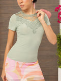 DressBerry Dazzling Diva Ribbed Lacey Top