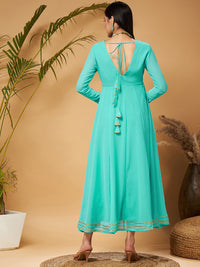 Shae by SASSAFRAS Blue Gotta Patti Detail Anarkali Maxi Dress