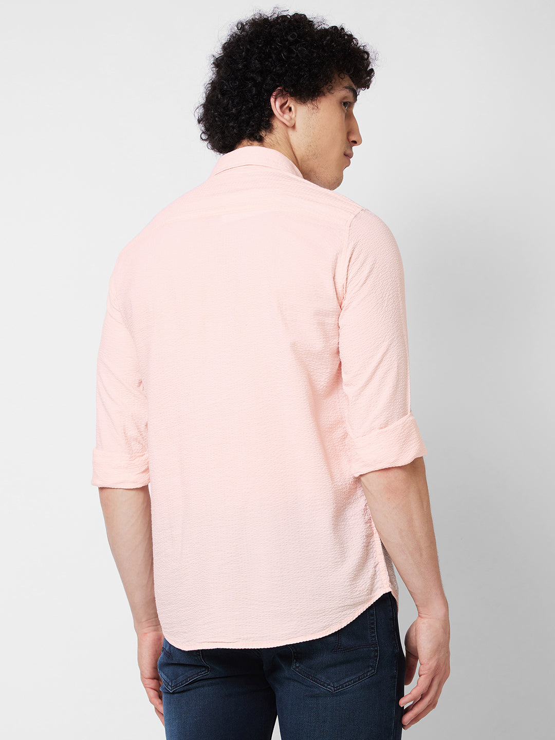 SPYKAR Textured Long Sleeves Pure Cotton Casual Shirt