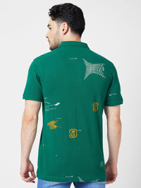 SPYKAR Conversational Printed Polo Collar Slim Fit Cotton T-shirt