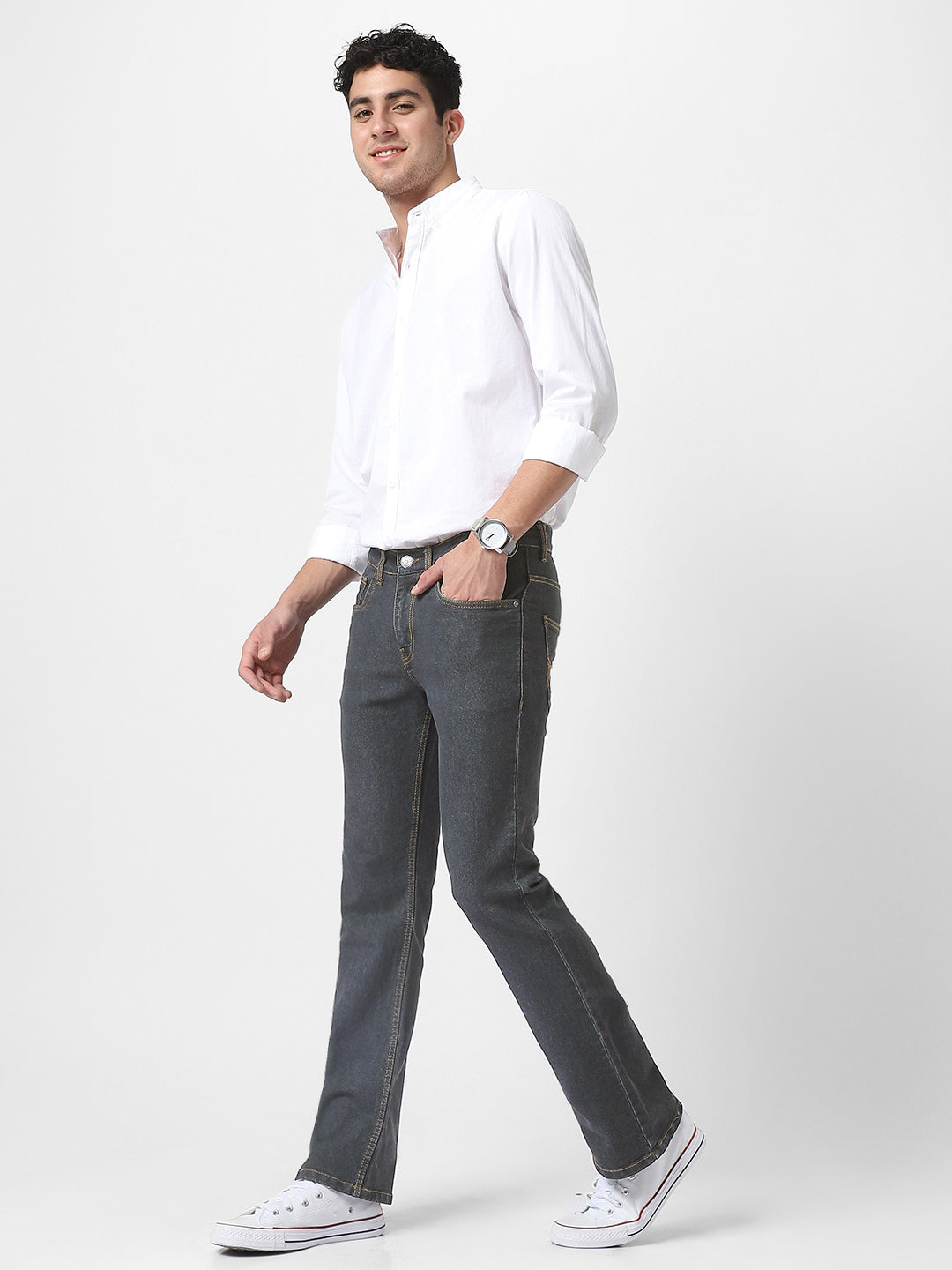 Urbano Fashion Men Bootcut Light Fade Stretchable Jeans