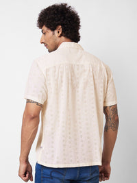 SPYKAR Self Design Cuban Collar Cotton Casual Shirt