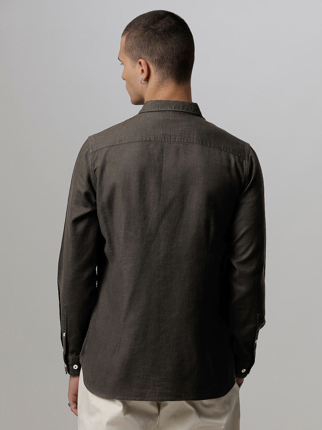 THE BEAR HOUSE Slim Fit Opaque Casual Pure Cotton Shirt