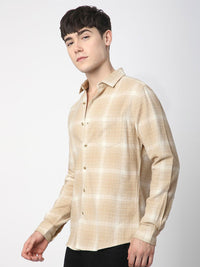 VASTRADO Men Classic Slim Fit Cutaway Collar Tartan Checked Pure Cotton Casual Shirt