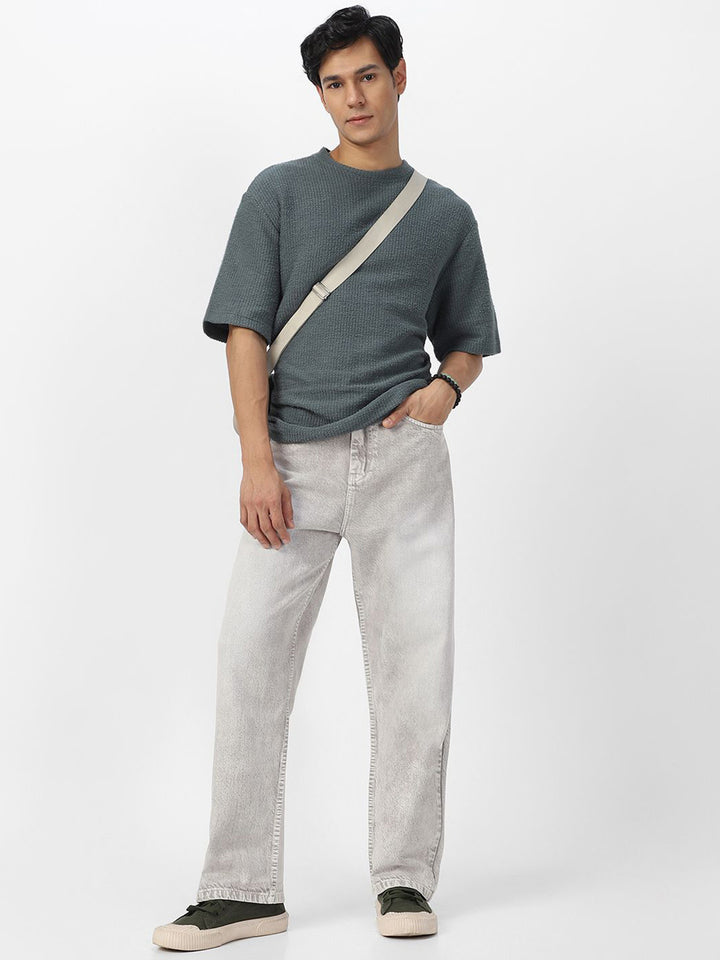 Urbano Fashion Men Loose Relaxed Fit Heavy Fade Jeans