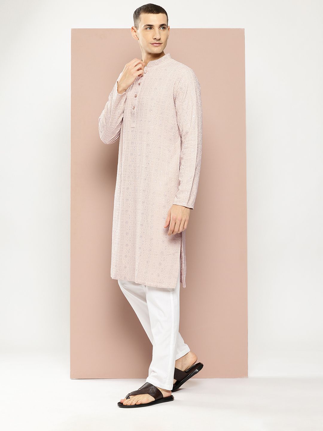 See Designs Embroidered Sequinned Kurta with Pyjamas