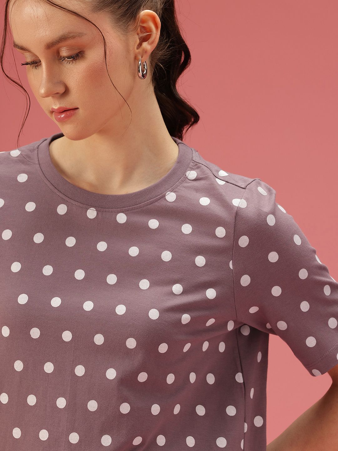 DressBerry Polka Dot Printed Pure Cotton T-shirt