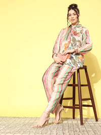 Indo Era Women Floral Printed Shirt with Trousers