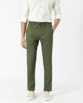 RARE RABBIT Men Linac Drawstring Slim Fit Cotton Trouser