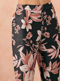 all about you Floral Printed Mandarin Collar Straight Kurta with Trousers