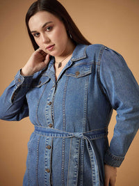 SASSAFRAS Curve Denim Shirt Dress