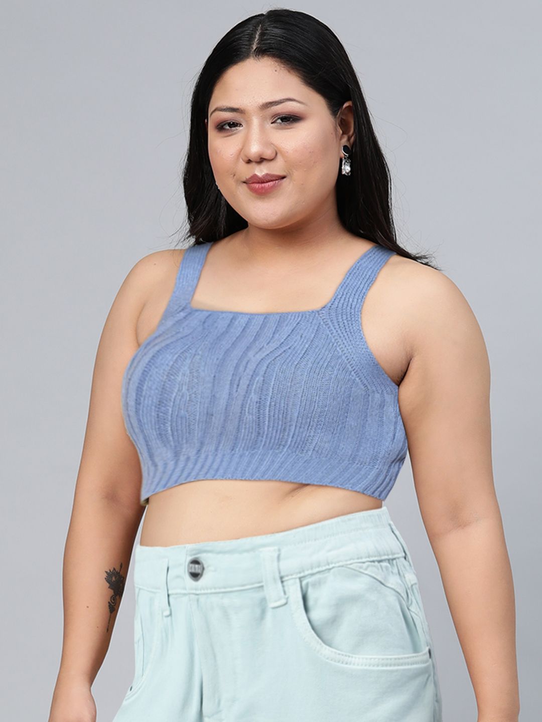 SASSAFRAS Women Blue Crop Top