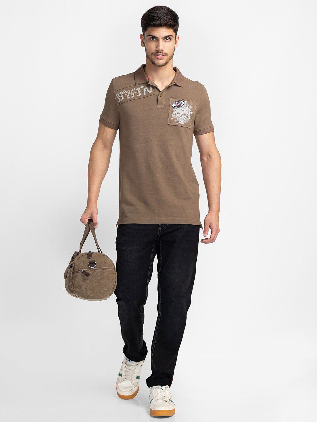 Being Human Typography Printed Applique Polo Collar T-shirt