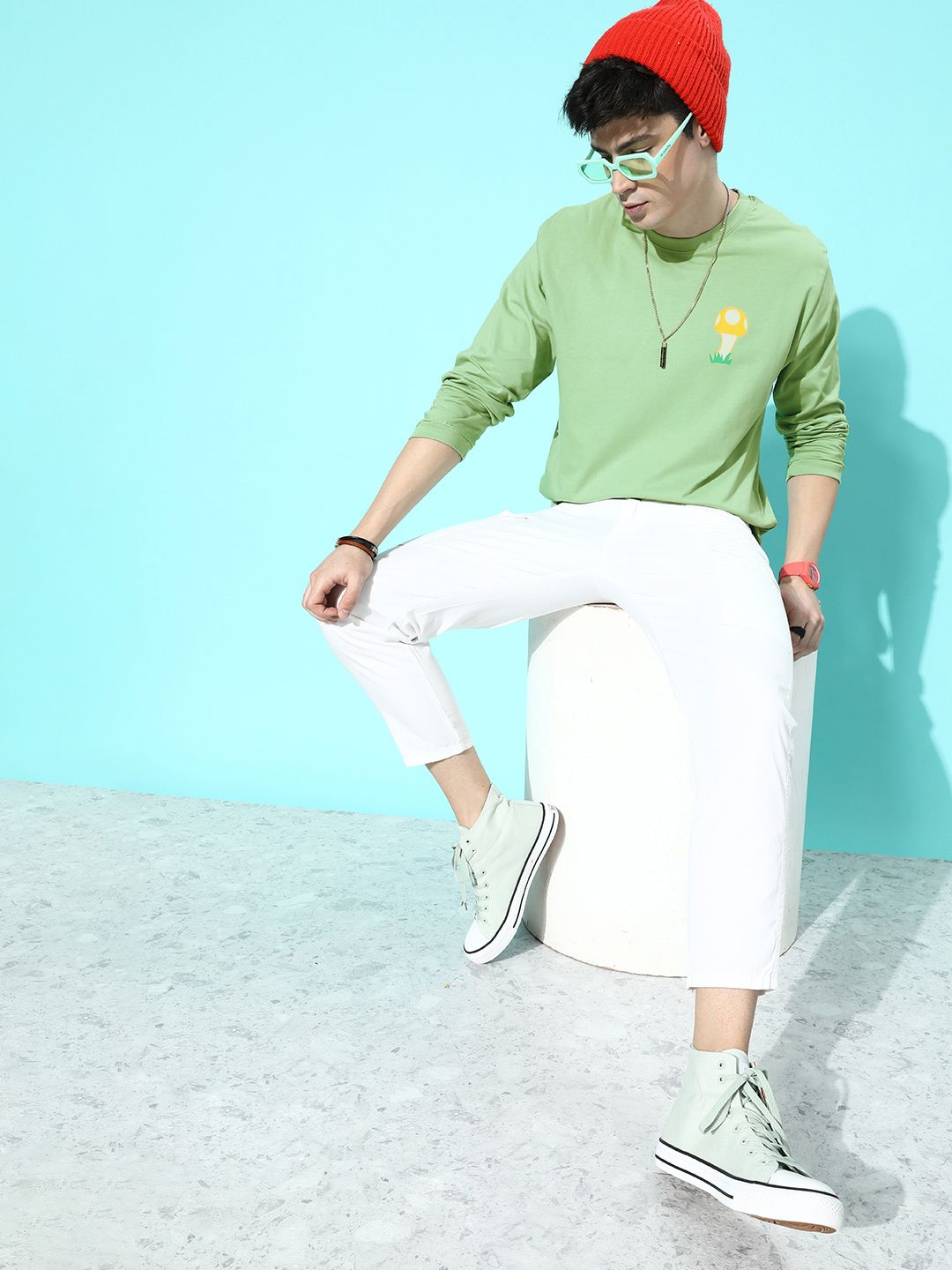 DILLINGER Men Green & Black Printed Oversized  T-shirt