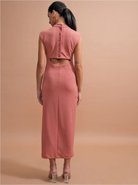 Tokyo Talkies Rose High Neck Sheath Midi Dress