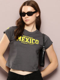 DILLINGER Womens Regular Cropped Short Sleeve Printed Tshirt