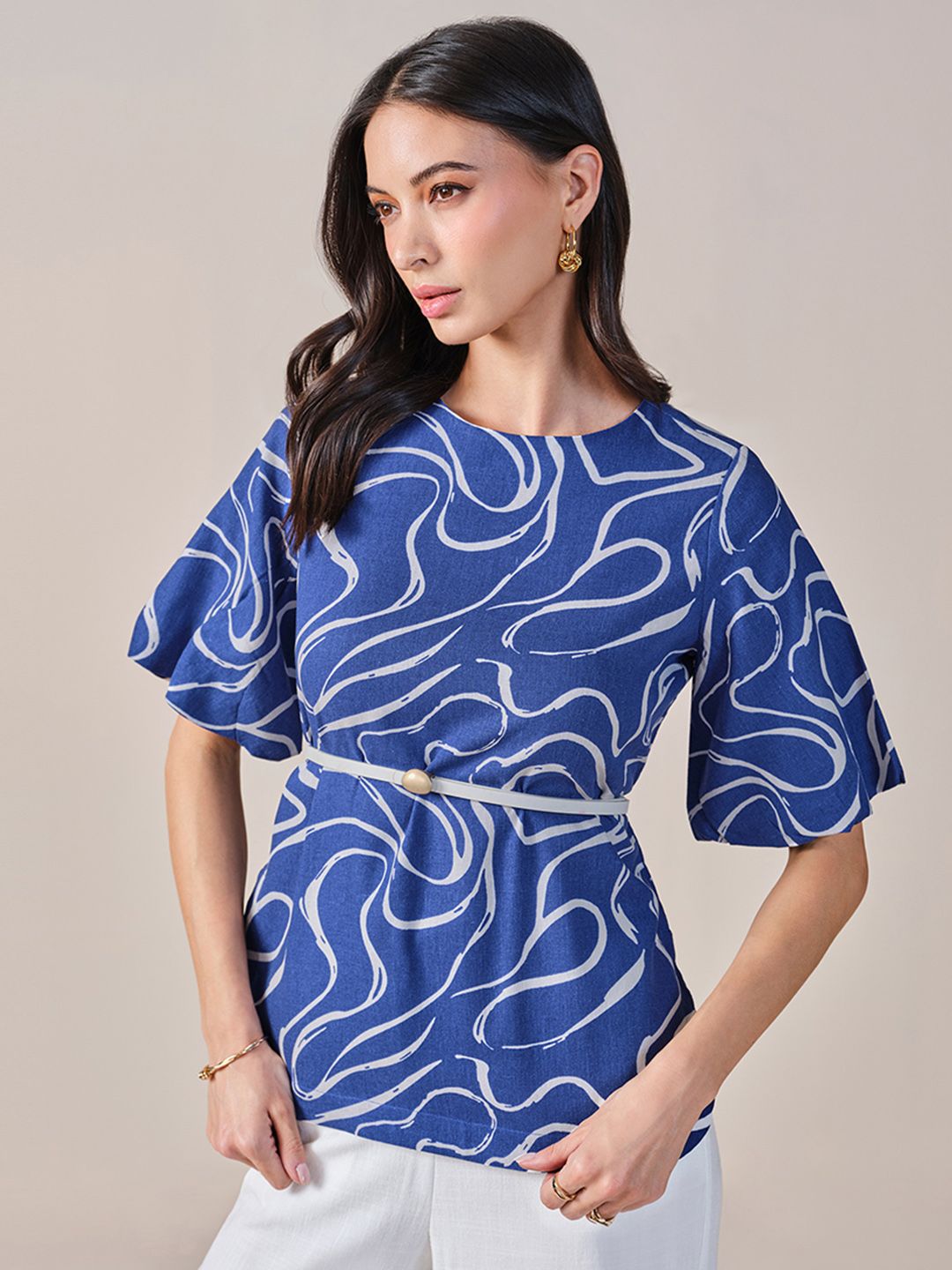 AND Printed Puff Sleeves Top