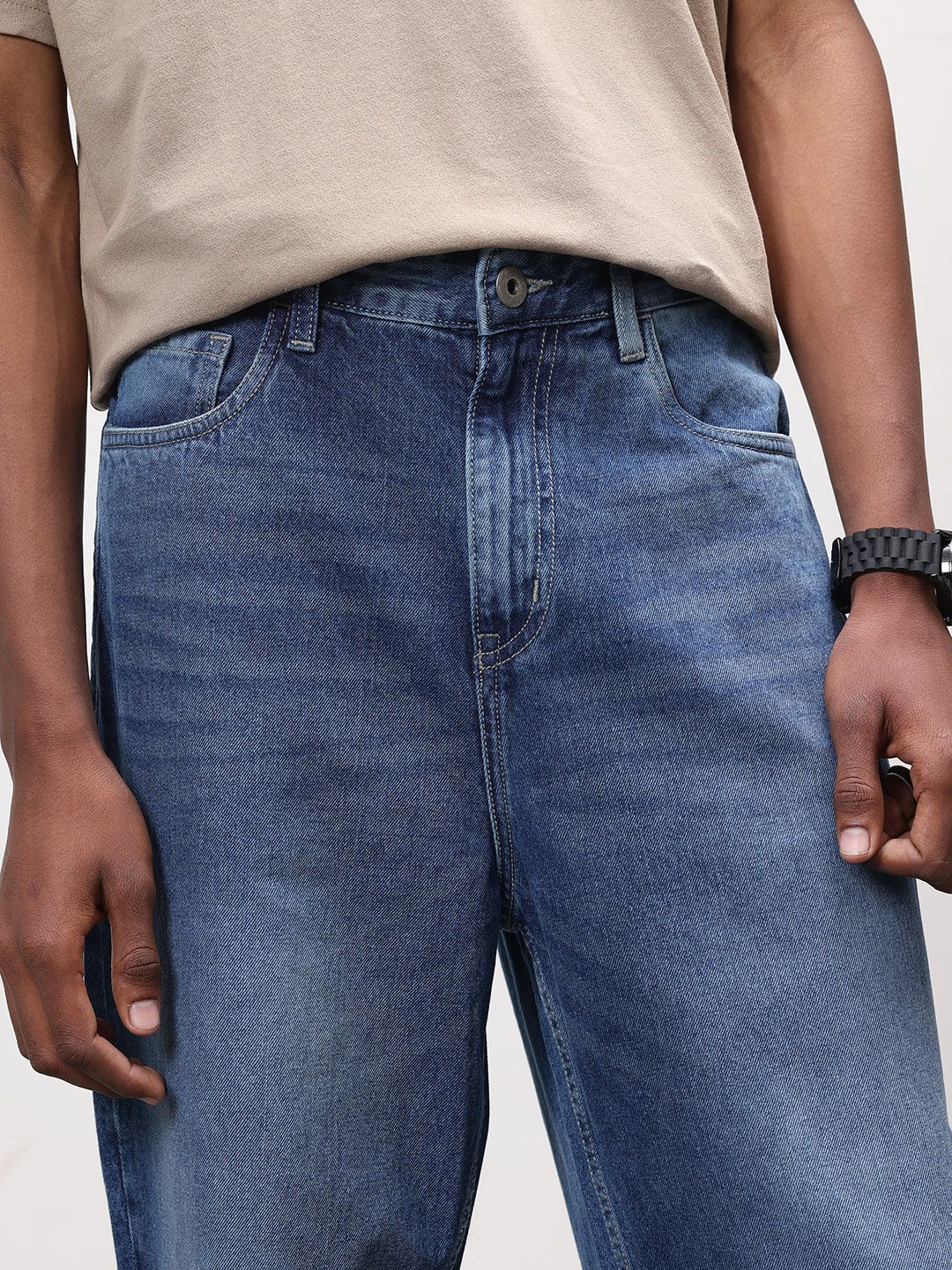 ether Men Light Fade Baggy Jeans