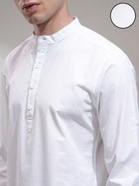 HIGHLANDER Men White Slim Fit Solid Casual Shirt