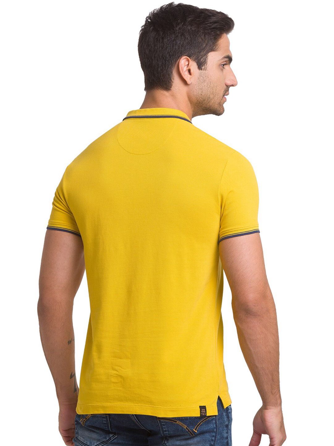 Being Human Men Yellow Solid Polo Collar T-shirt