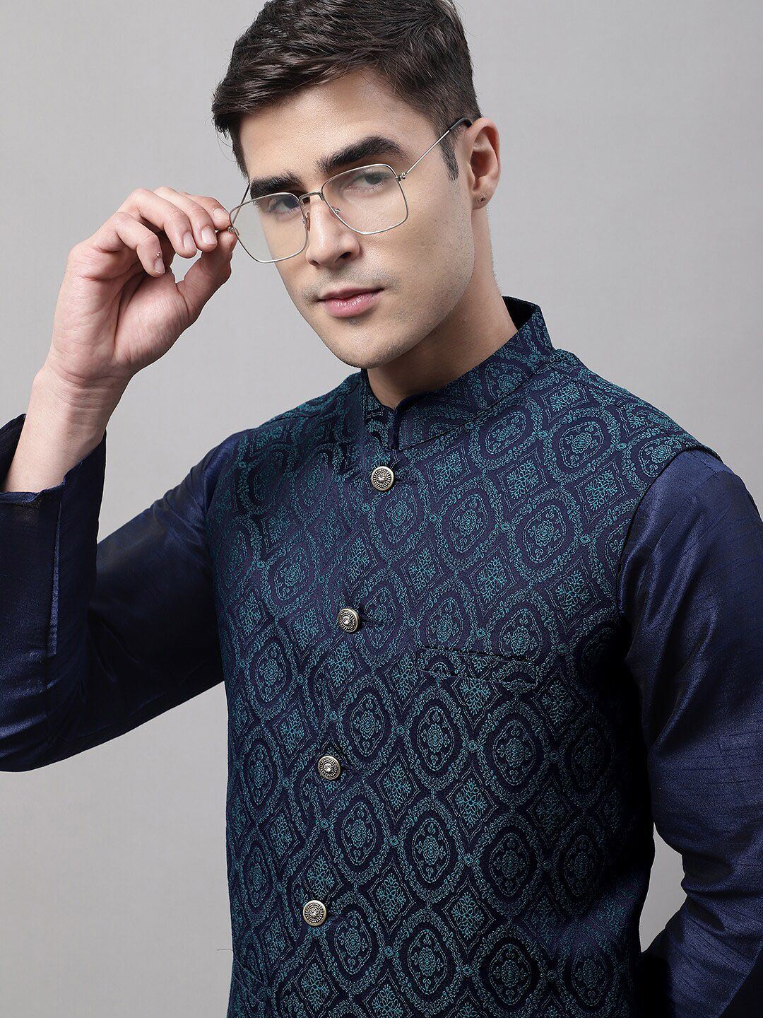 Jompers Men Woven Design Nehru Jacket