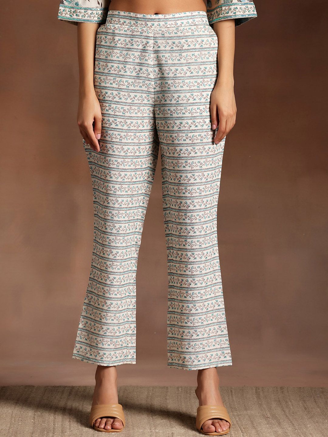 Libas Floral Printed Empire Sequinned Kurta with Palazzo & Dupatta