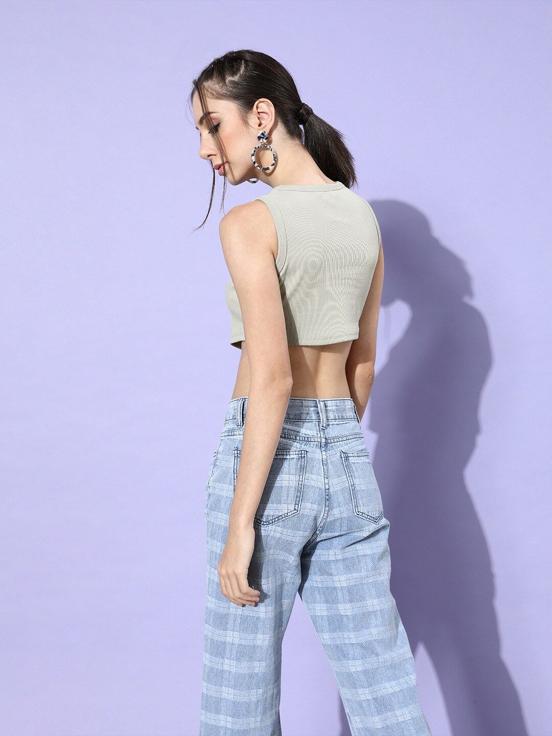 STREET 9 Women Beautiful Grey Solid Cropped Top
