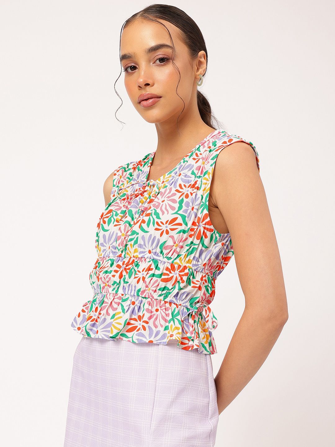 DressBerry Color Pop Petals Tiered Tie-Ups Top