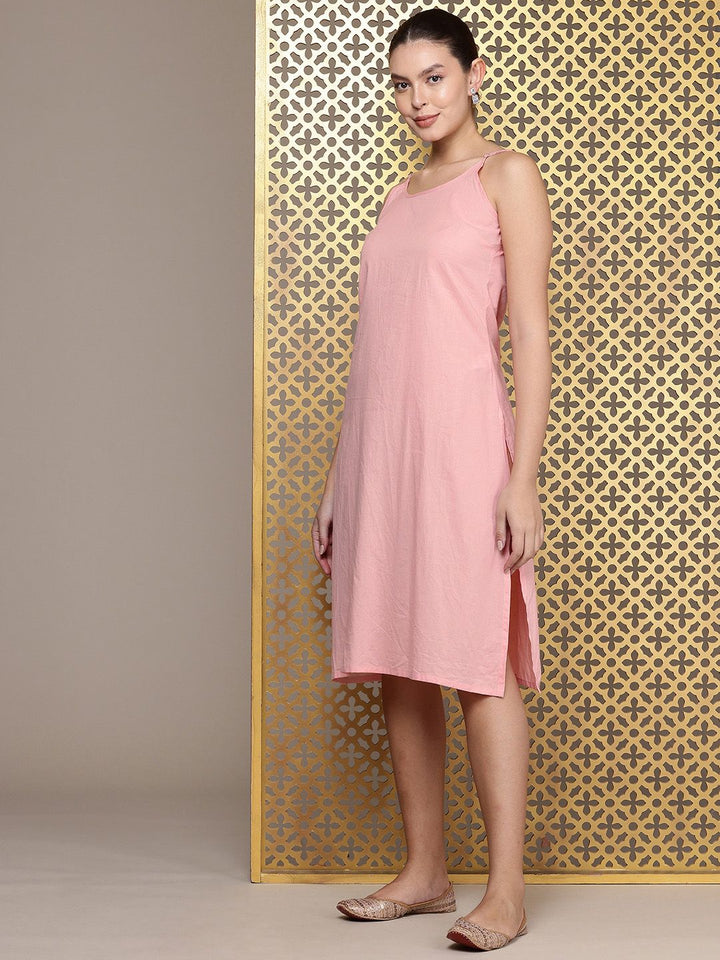 House of Pataudi Jashn Self Designed Embroidered Detail A-Line Midi Dress