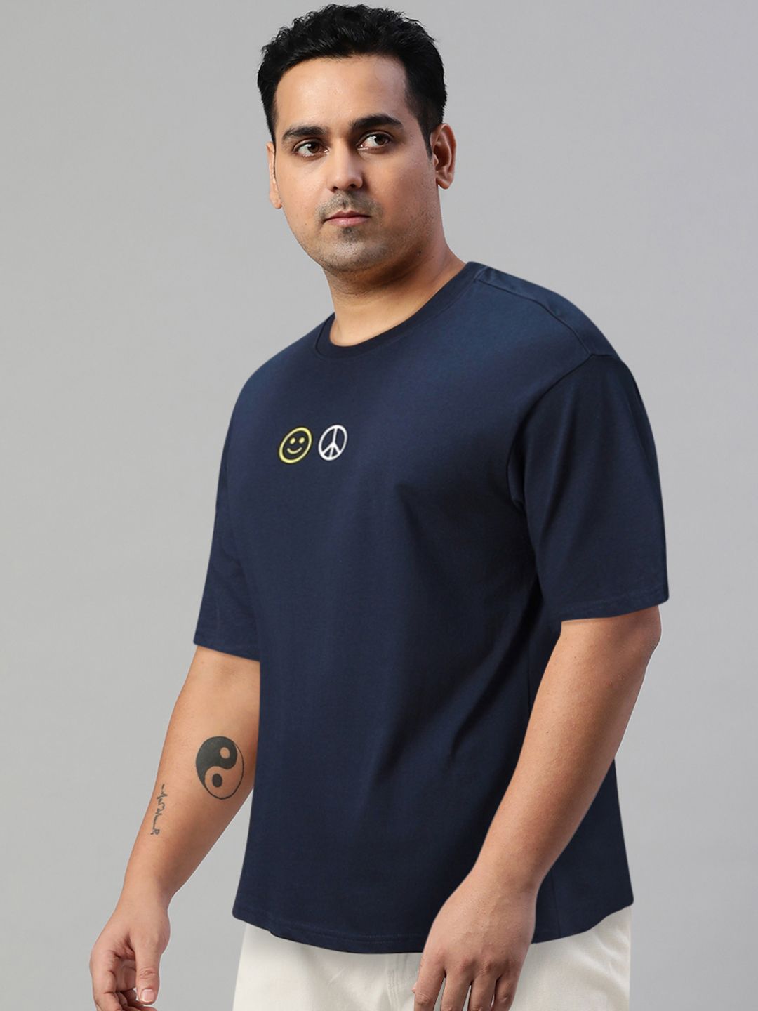 Bewakoof Pure Cotton Peace Not War Graphic Printed Oversized T-shirt