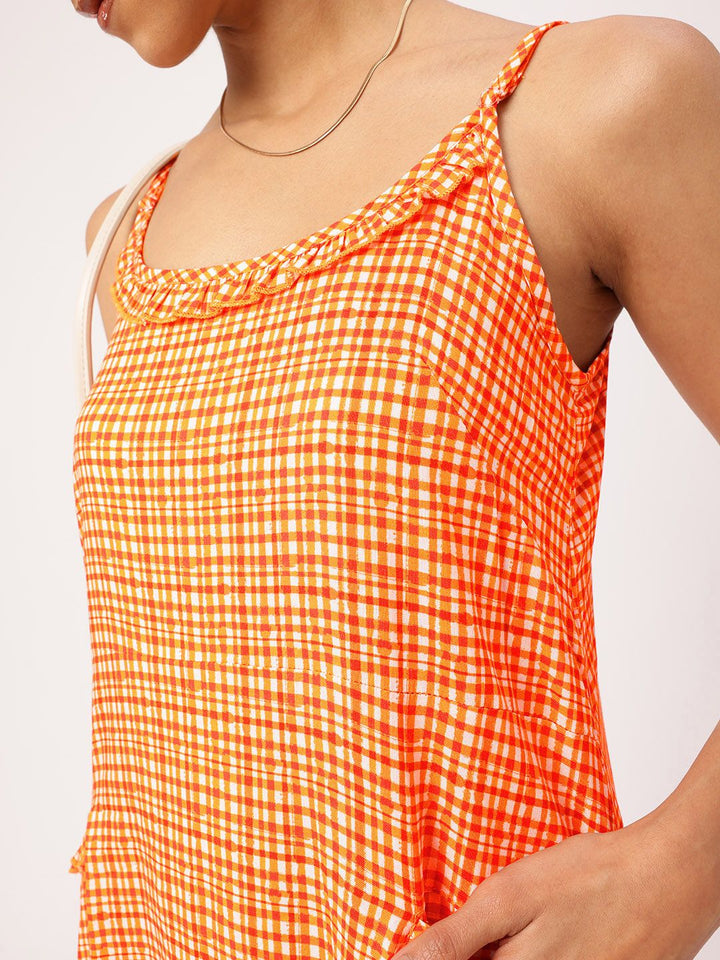 DressBerry Boho Edgy Core Shoulder Straps Checks A-line Dress