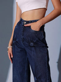 STREET 9 Women Comfort Wide Leg High-Rise Pure Cotton Jeans